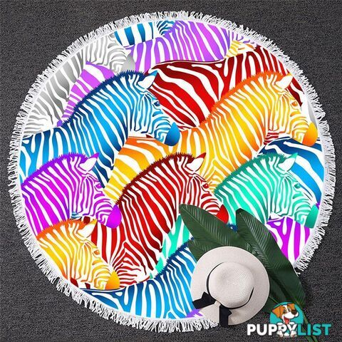 Multi Colored Zebras Beach Towel - Towel - 7427046333009