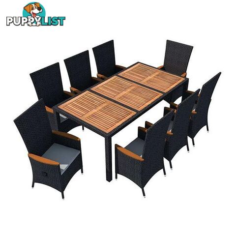 9 Piece Outdoor Dining Set Pe Rattan Acacia Wood Black - Unbranded - 8719883737195