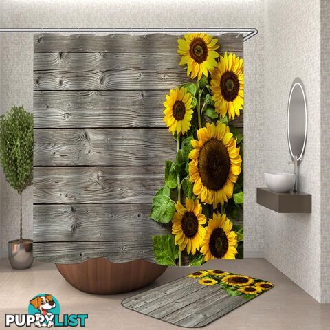 Rustic Deck Sunflowers Shower Curtain - Curtain - 7427046116824