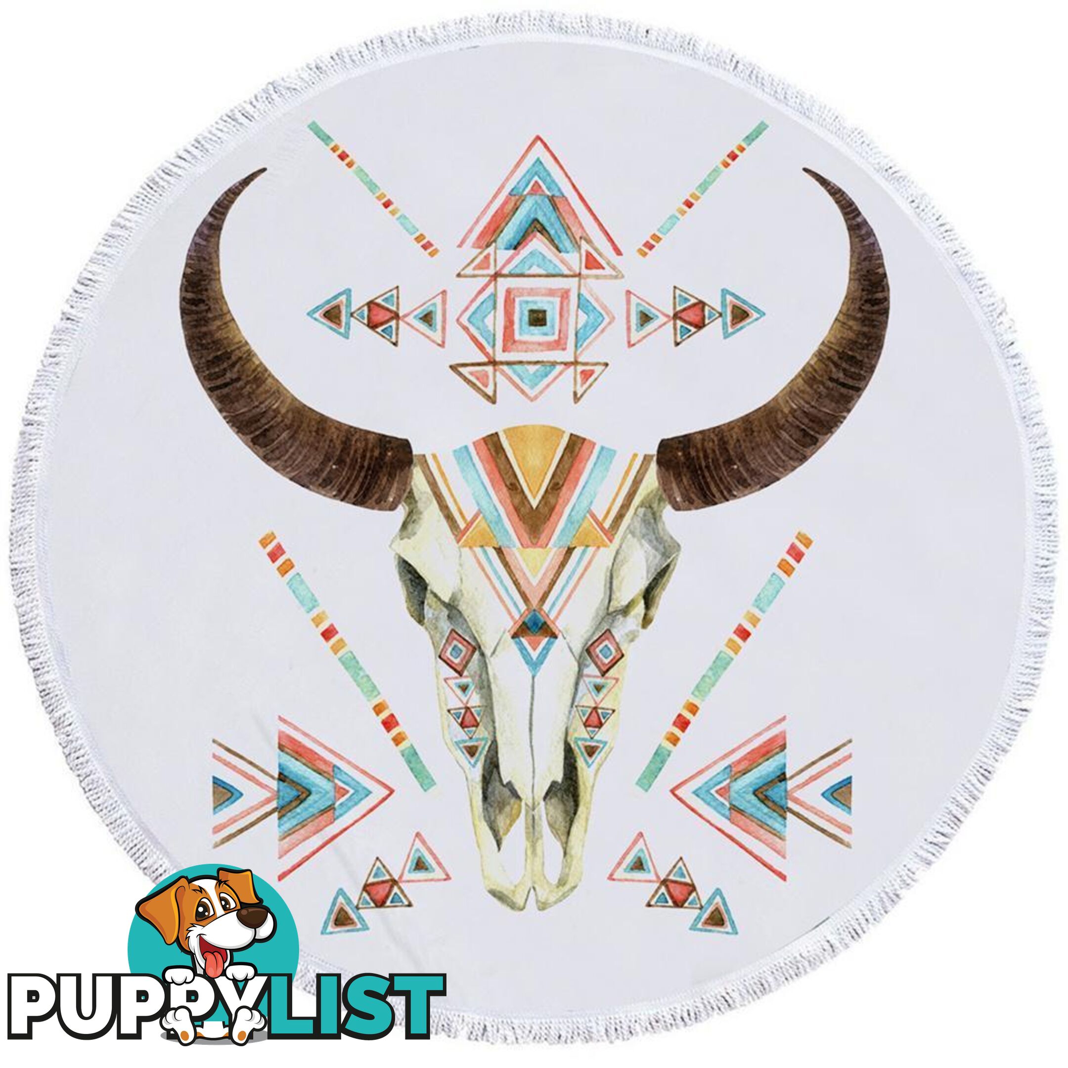 Multi Colored Bull Skull Beach Towel - Towel - 7427046308328