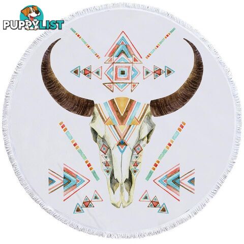 Multi Colored Bull Skull Beach Towel - Towel - 7427046308328