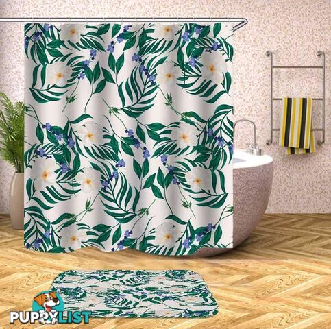 White And Blue Flowers Shower Curtain - Curtain - 7427046102698