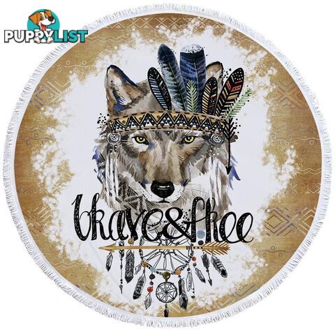 Brave and Free Wolf Beach Towel - Towel - 7427046316729