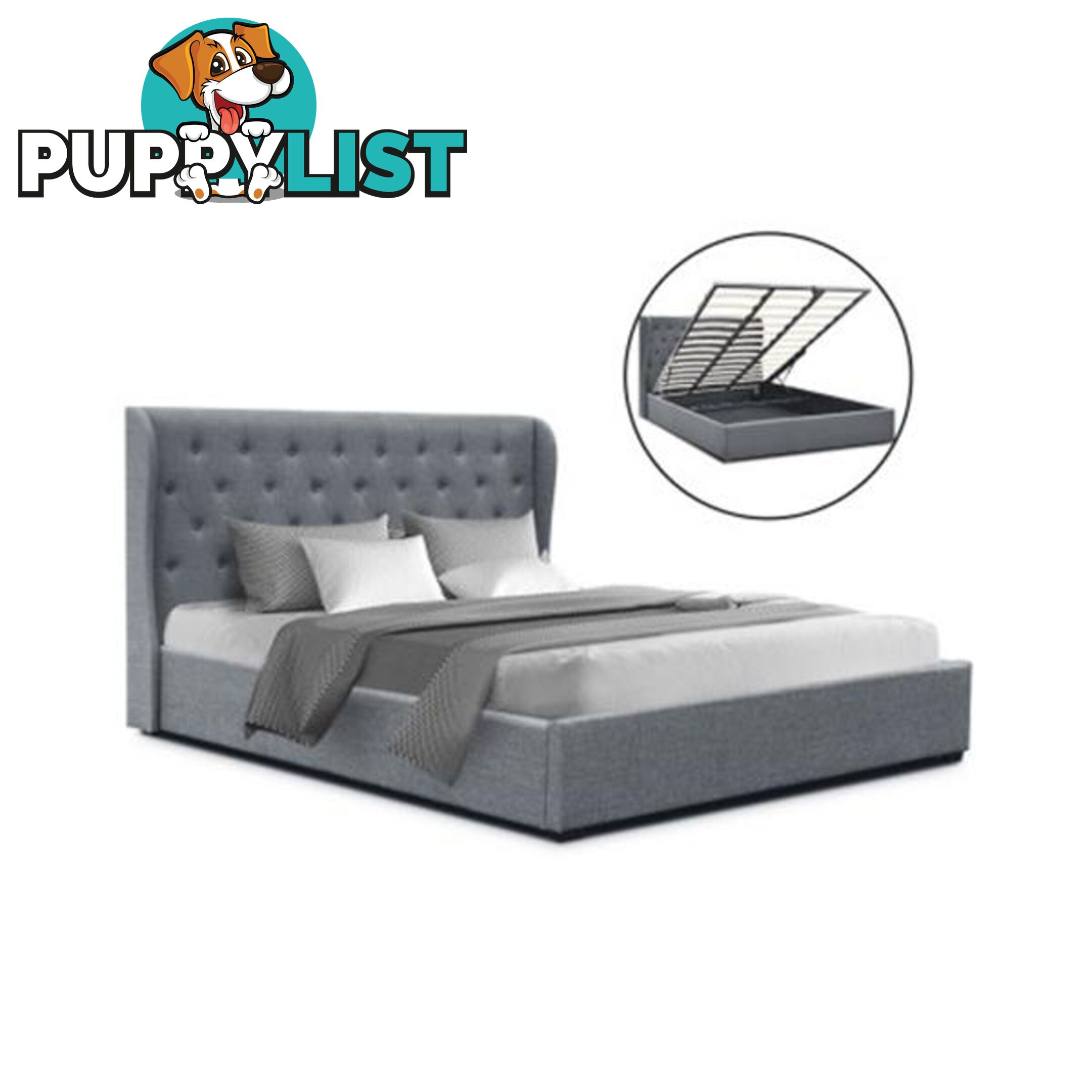 Artiss King Size Gas Lift Bed Frame Base With Storage Mattress Grey - Artiss - 7427046173964