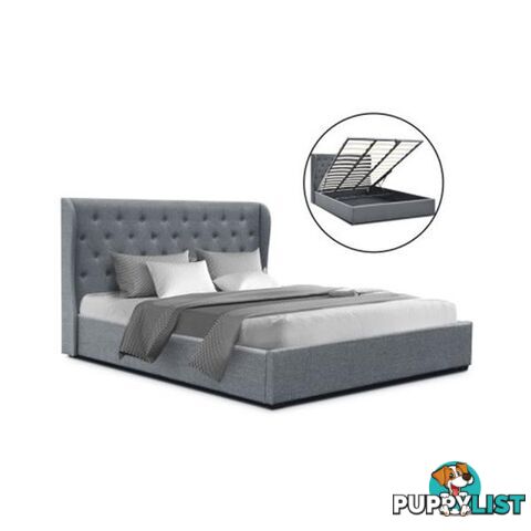 Artiss King Size Gas Lift Bed Frame Base With Storage Mattress Grey - Artiss - 7427046173964