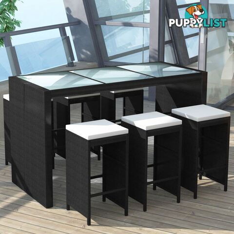 Poly Rattan Garden Bar Set (13 Pcs) - Black - Unbranded - 4326500416612