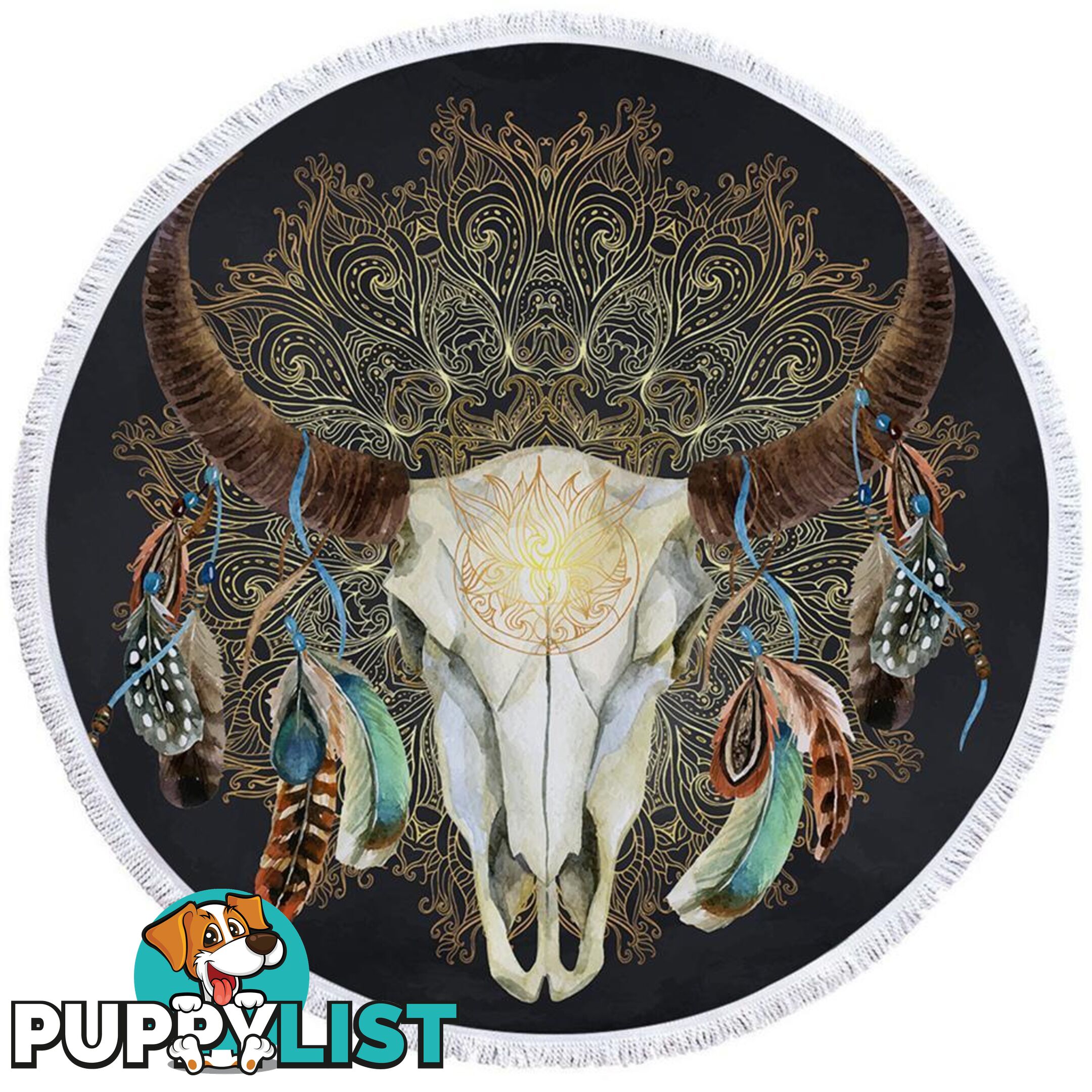 Dark Grey Bull Skull Beach Towel - Towel - 7427046319645