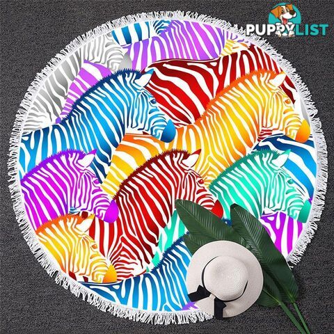 Multi Colored Zebras Beach Towel - Towel - 7427046333023