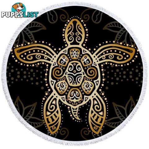 Black Background Golden Turtle Beach Towel - Towel - 7427046316972