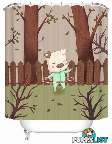 Hula Hoop Piggy Shower Curtain - Curtain - 7427045918443