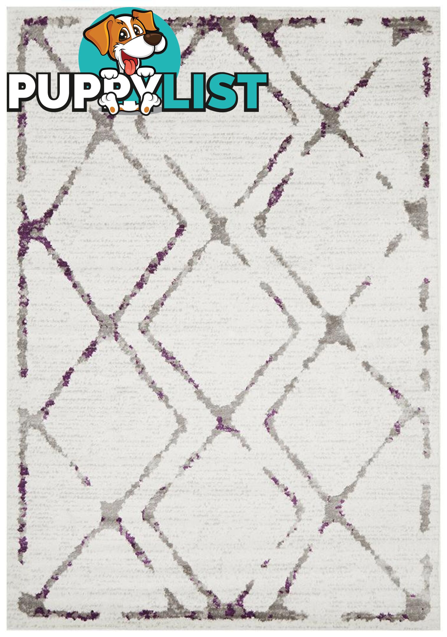 Kendall Contemporary Diamond White Purple Grey Rug - Unbranded - 9375321849296