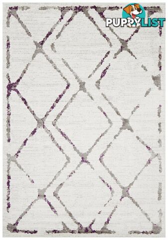 Kendall Contemporary Diamond White Purple Grey Rug - Unbranded - 9375321849296