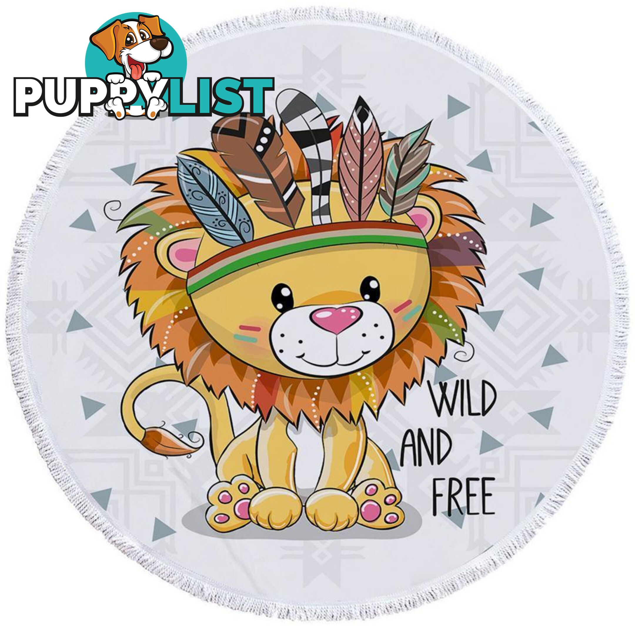 Sweet Native American Lion Cub Beach Towel - Towel - 7427046316804