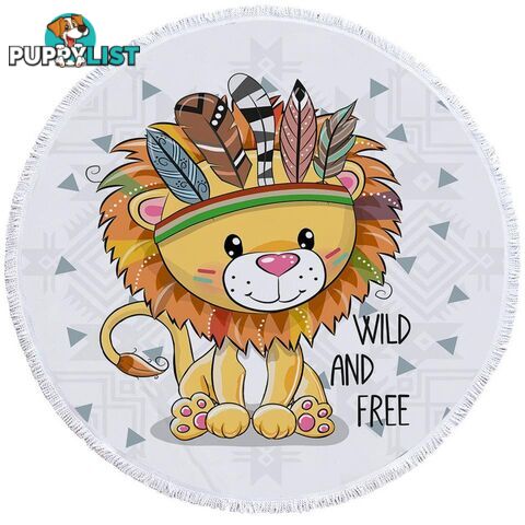 Sweet Native American Lion Cub Beach Towel - Towel - 7427046316804