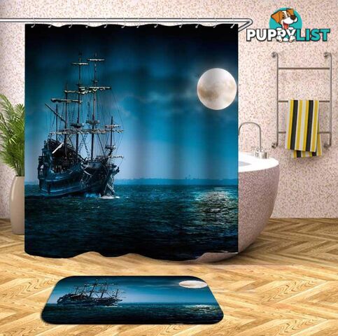 Shades Of Blue Ship Shower Curtain - Curtain - 7427046049191