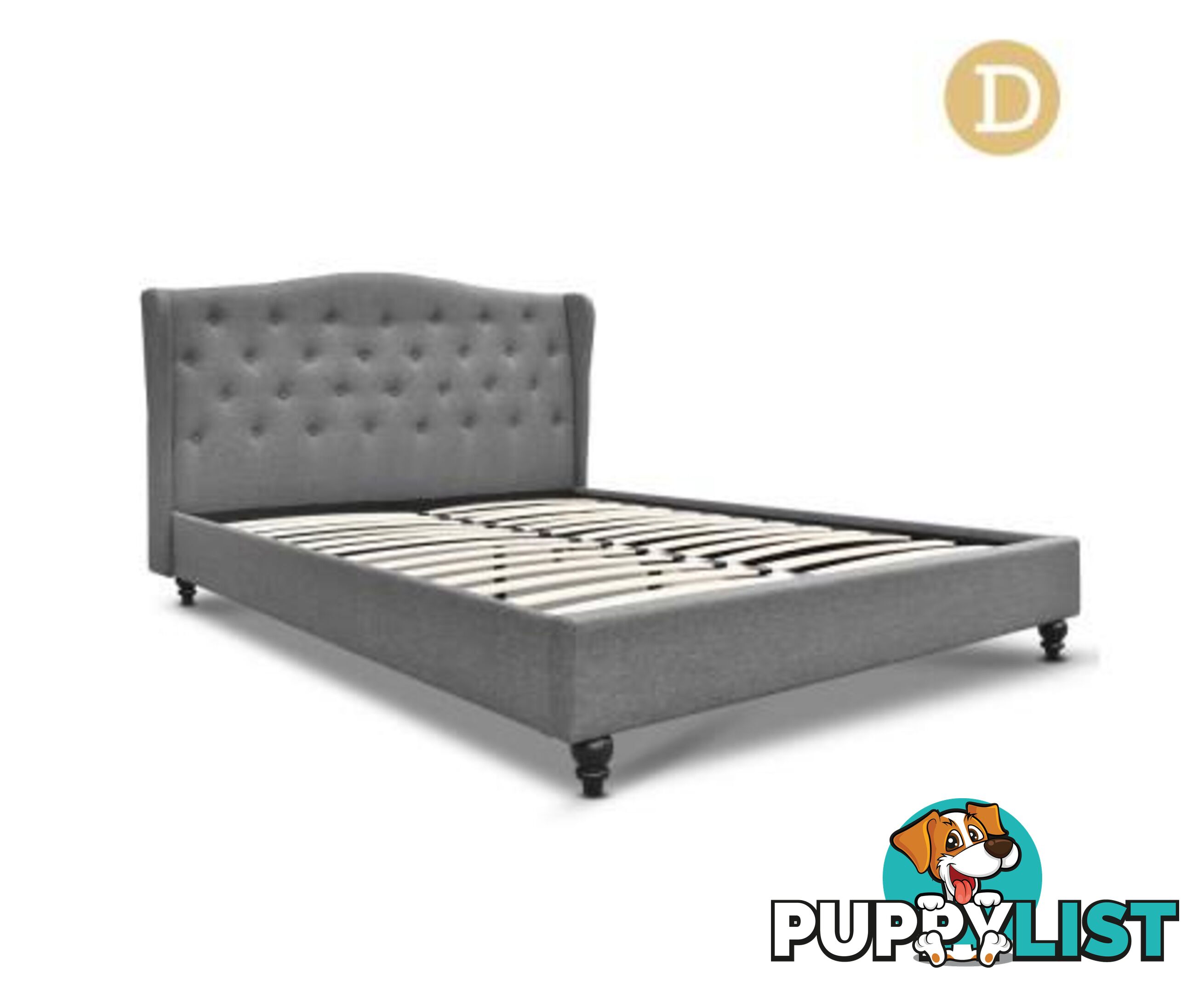 Fabric Bed Frame with Headboard Grey - Artiss - 4344744398877