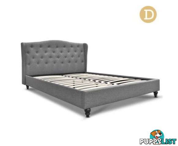 Fabric Bed Frame with Headboard Grey - Artiss - 4344744398877