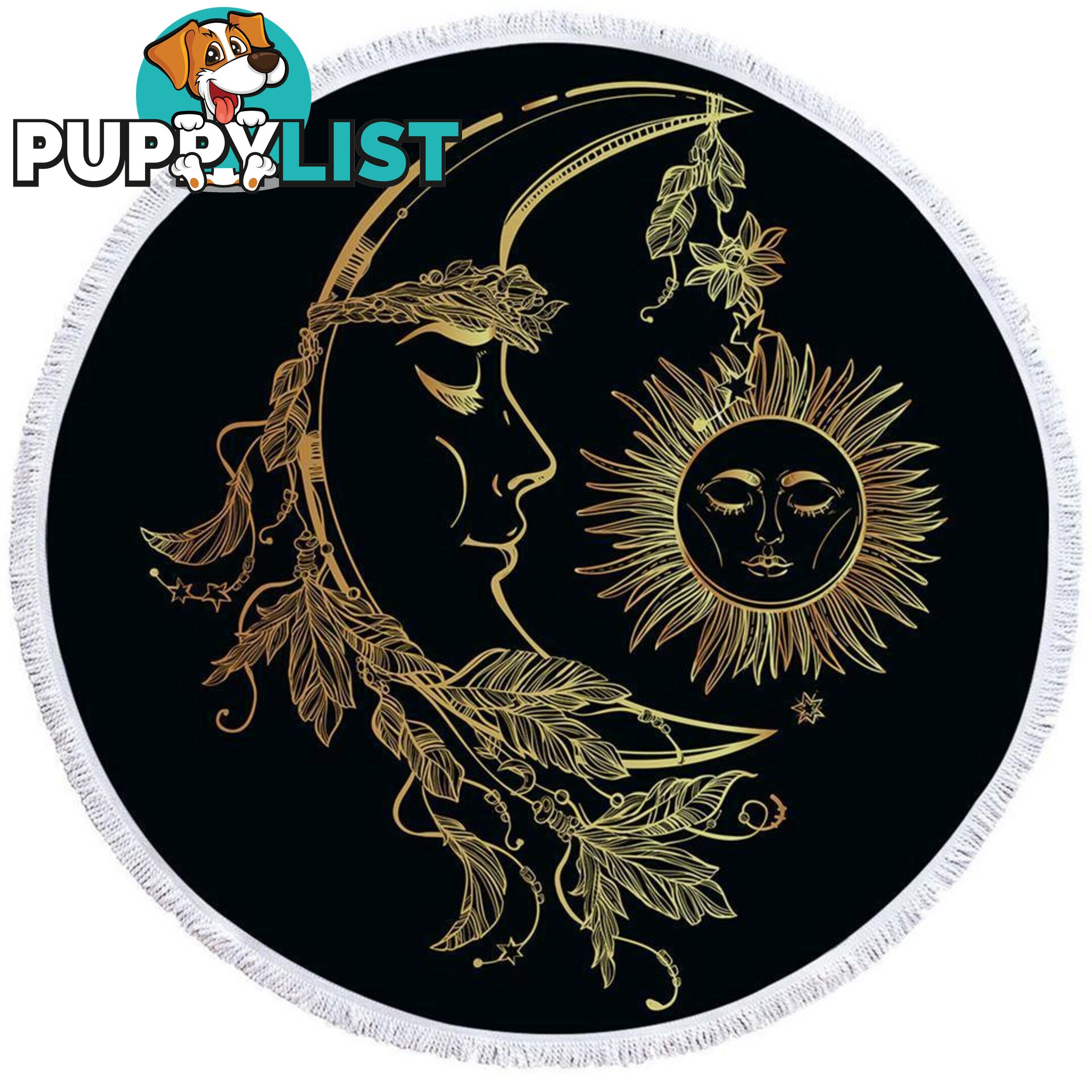 Golden Sun and Moon Beach Towel - Towel - 7427046327503