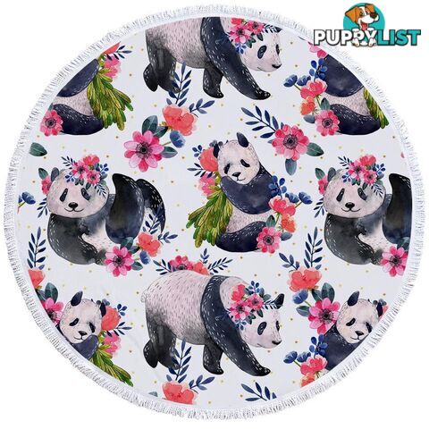 Floral Pandas Beach Towel - Towel - 7427046305877