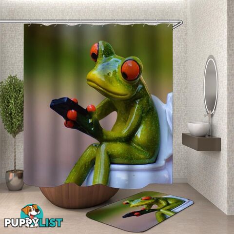 Frog On Toilet Shower Curtain - Curtain - 7427046105064