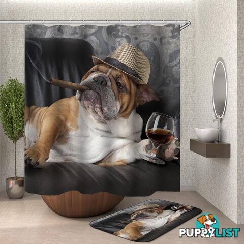 Bulldog Boss Shower Curtain - Curtain - 7427046118170