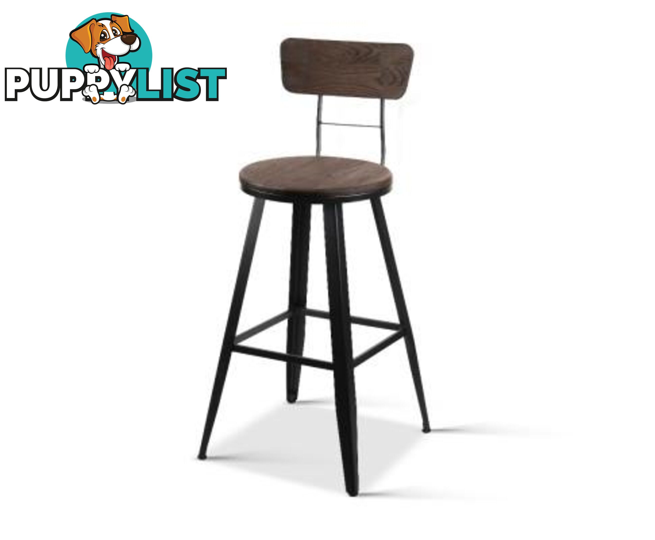 Industrial Bar Stool with Backrest - Artiss - 4344744397818