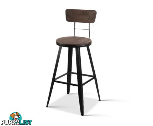 Industrial Bar Stool with Backrest - Artiss - 4344744397818