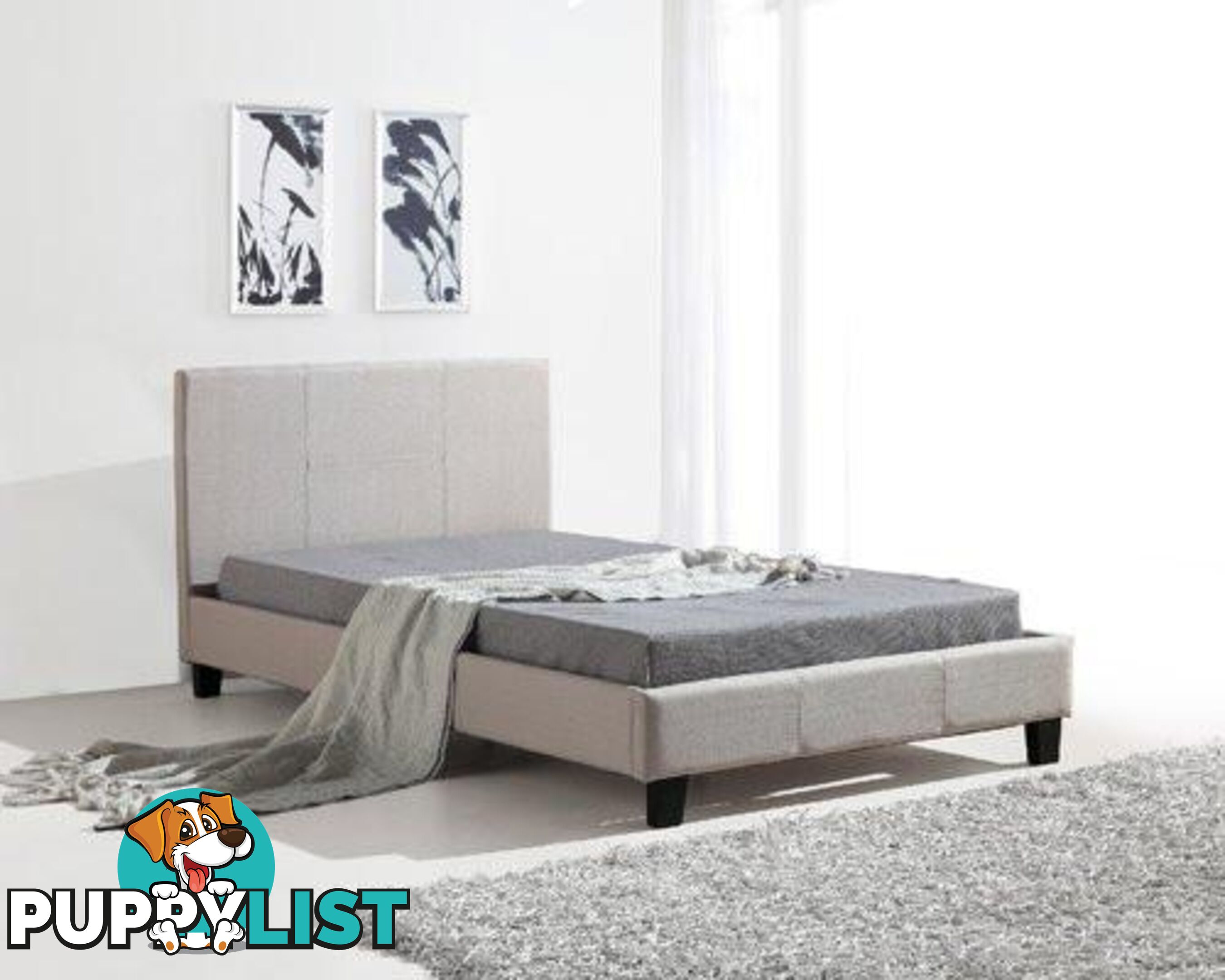 Palermo King Single Bed with Linen Fabric - Palermo - 4344744428024