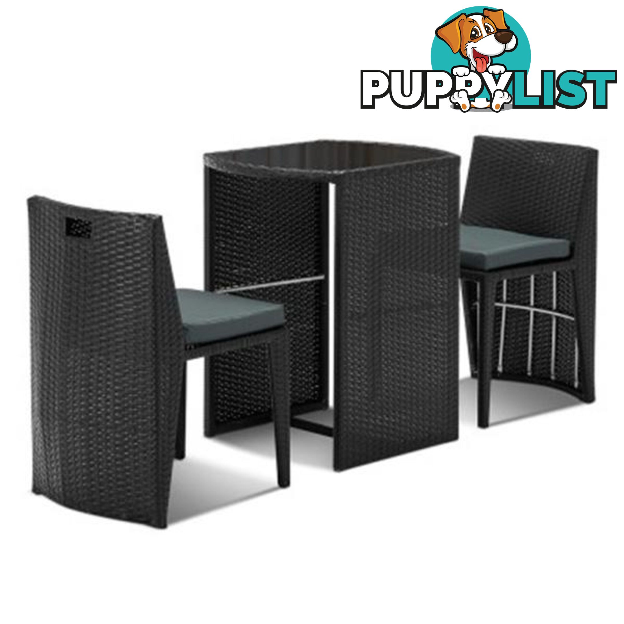 3-piece PE Wicker Outdoor Table and Chair Set - Gardeon - 9350062137154