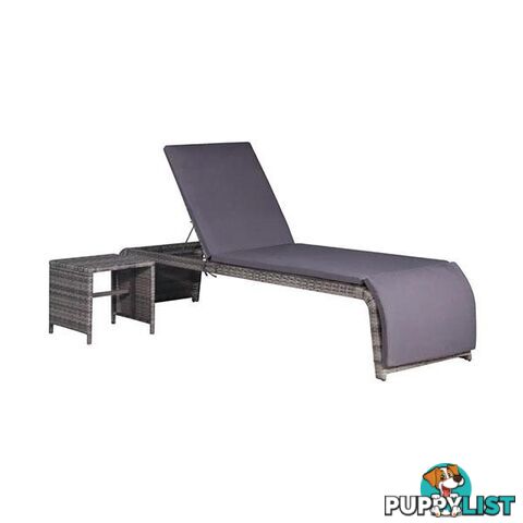 Sun Lounger With Table Poly Rattan Grey - Unbranded - 8718475609742