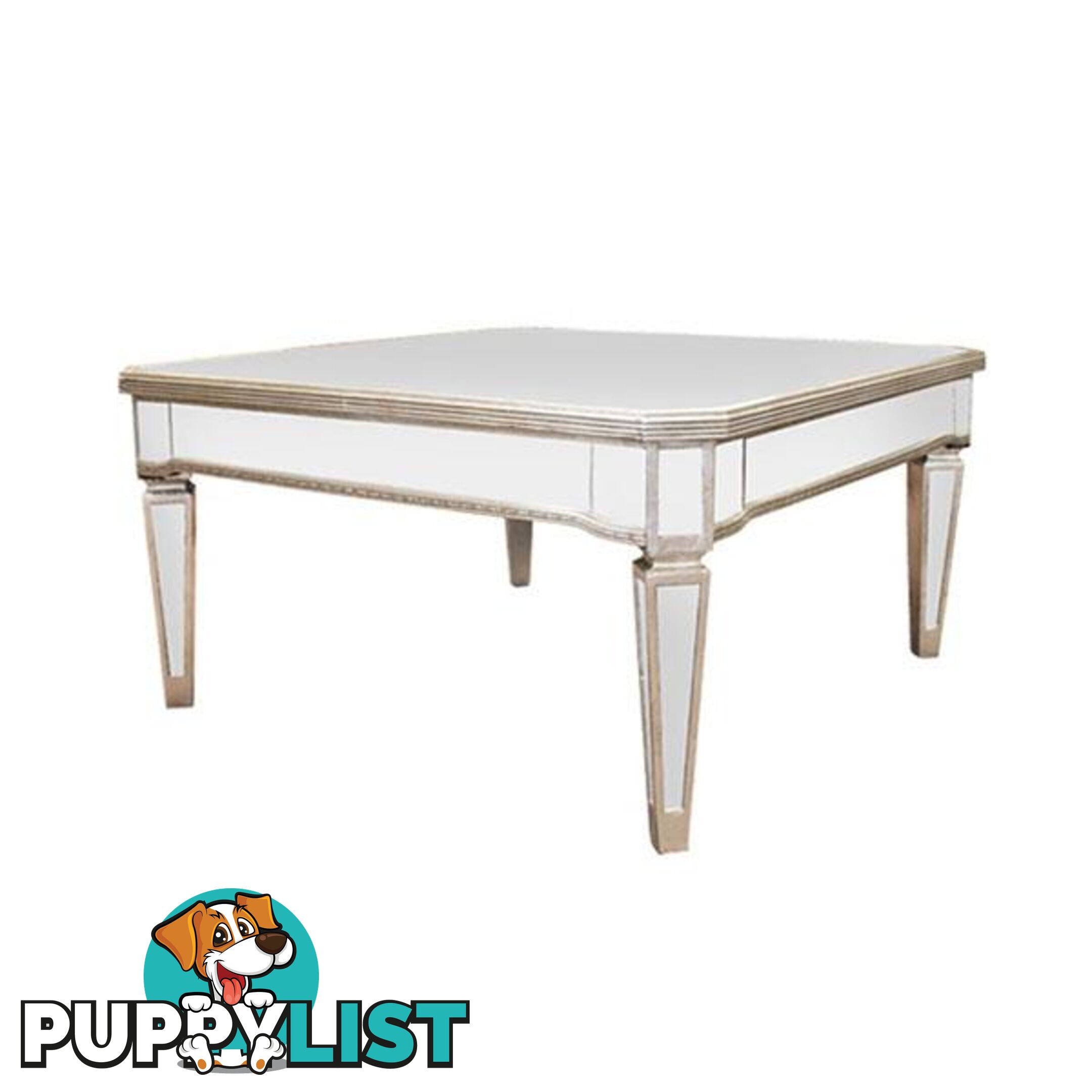 Mirrored Coffee Table Antique Ribbed Square - Coffee Table - 7427046210997