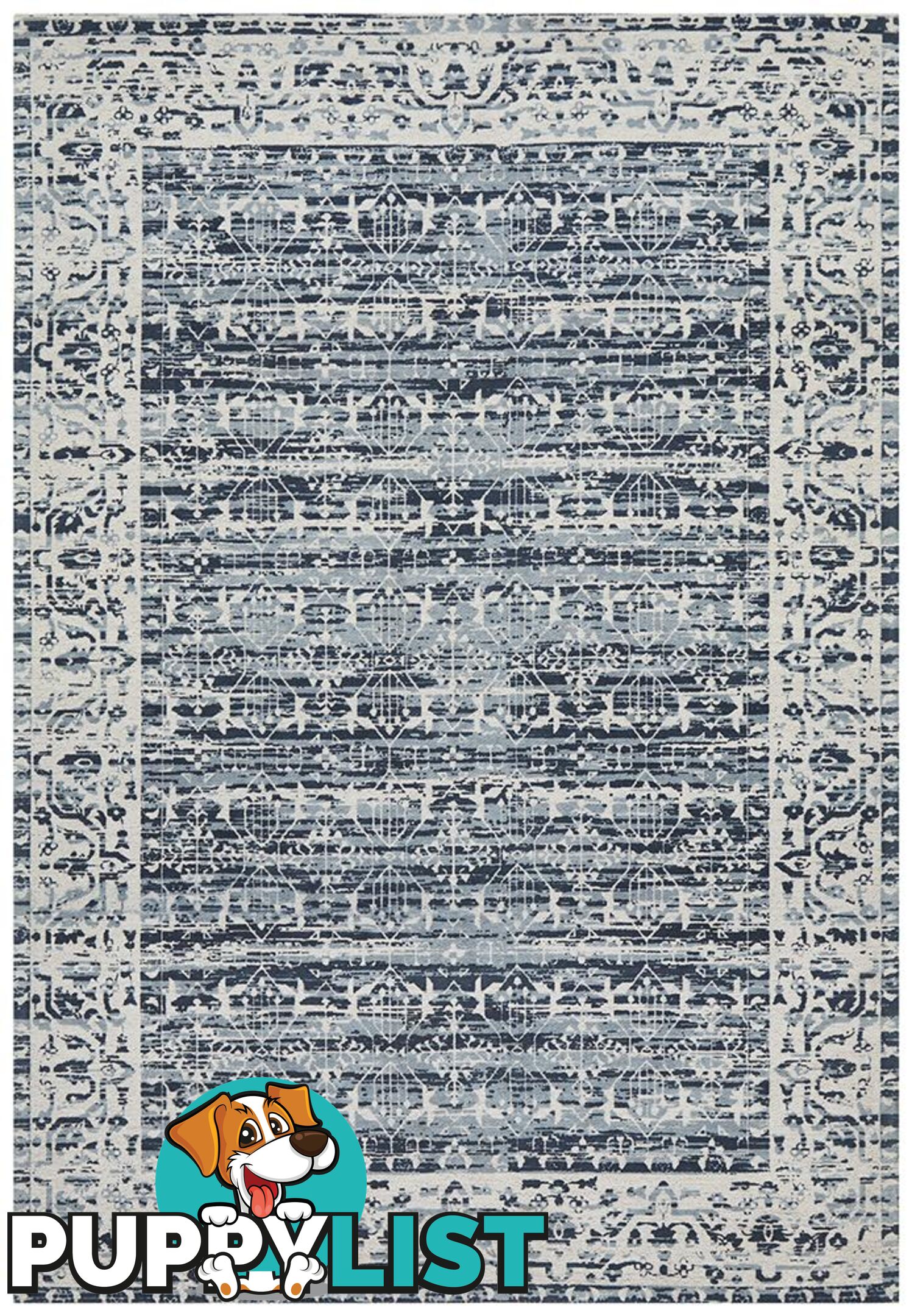 Magnolia Border Denim Rug - Unbranded - 9375321879781