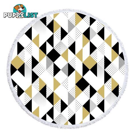 Gold and Black Geometric Triangles Beach Towel - Towel - 7427046341455