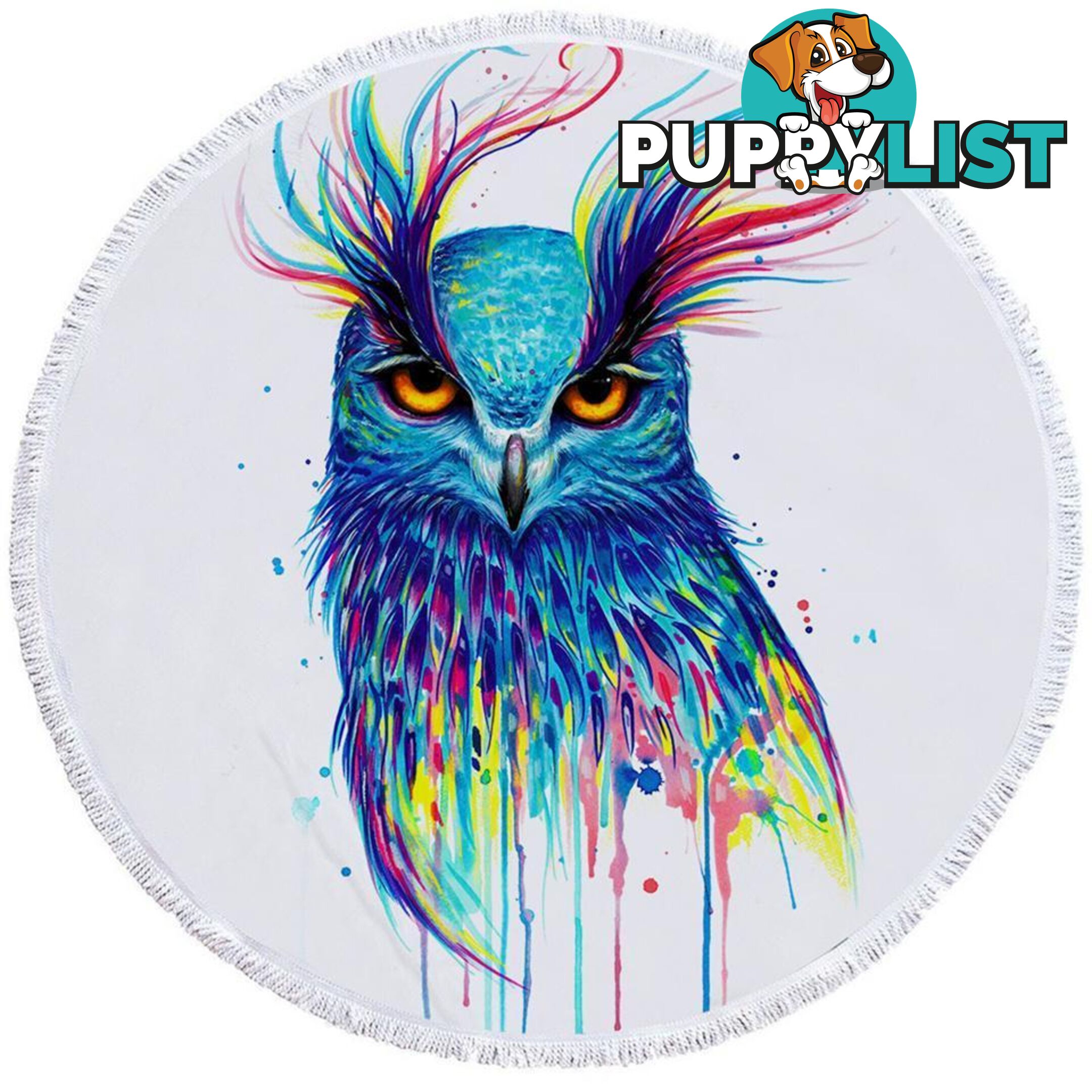 Colorful Owl Beach Towel - Towel - 7427046331579