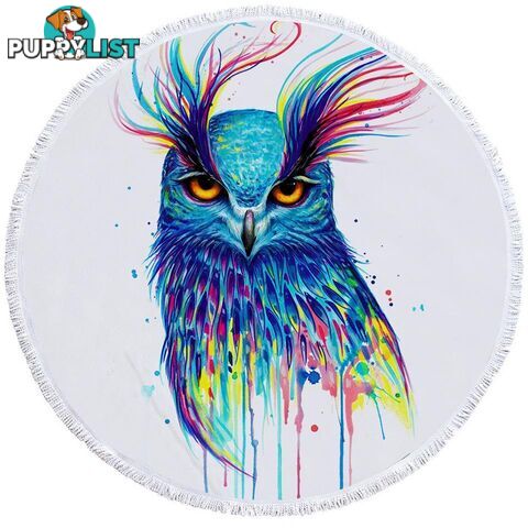 Colorful Owl Beach Towel - Towel - 7427046331579