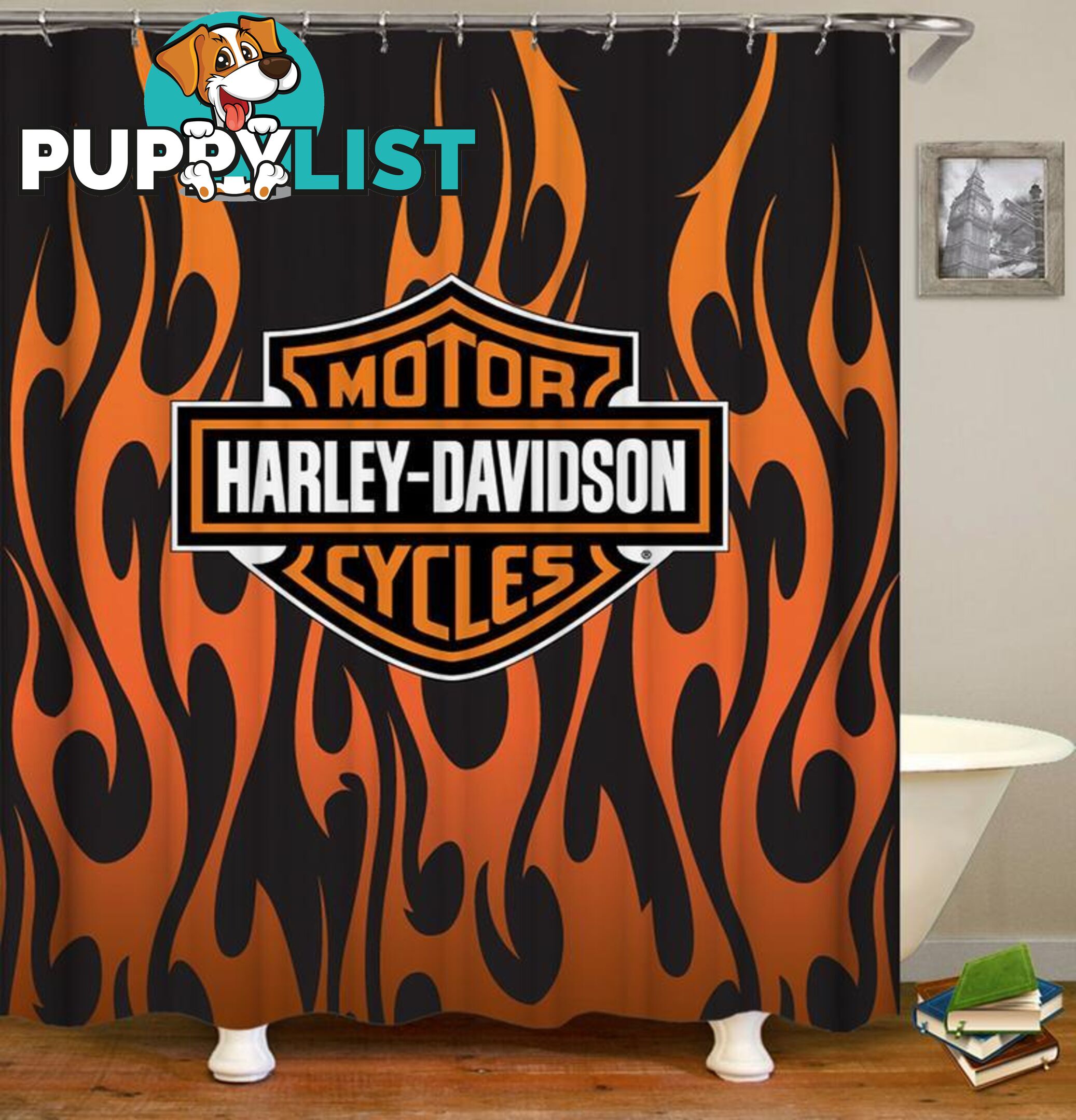 Harley Davidson Flames Shower Curtain - Curtain - 7427045969704