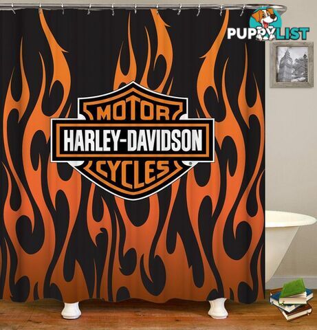 Harley Davidson Flames Shower Curtain - Curtain - 7427045969704