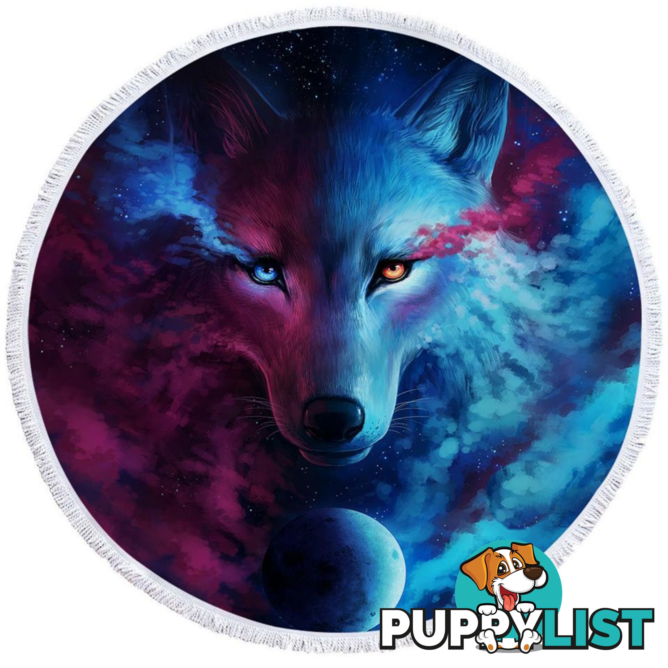 Space Colors Wolf Art Beach Towel - Towel - 7427046312592