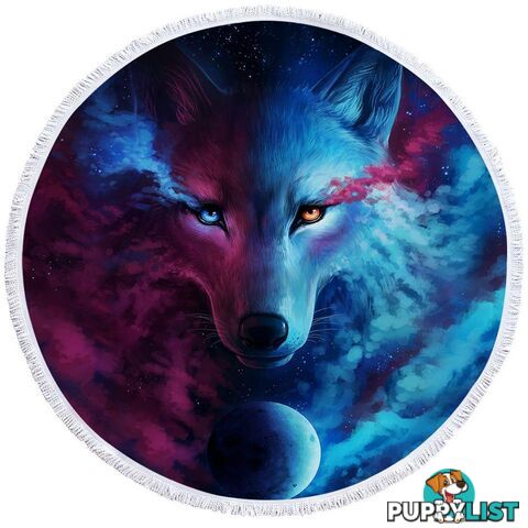 Space Colors Wolf Art Beach Towel - Towel - 7427046312592