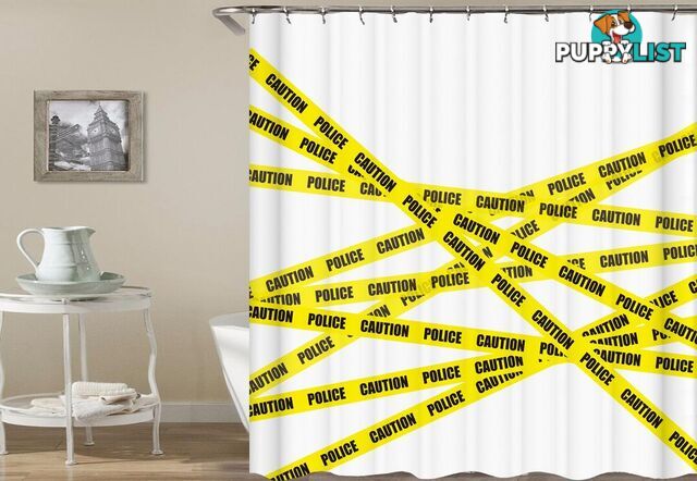 Police Yellow Tape Shower Curtain - Curtain - 7427046012249