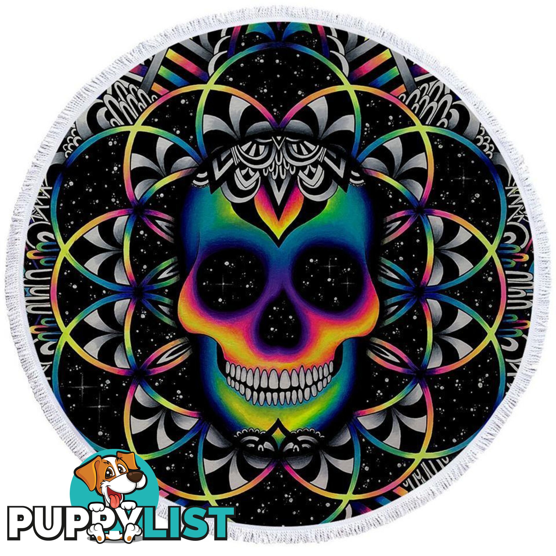 Happy Colorful Skull Beach Towel - Towel - 7427046312196