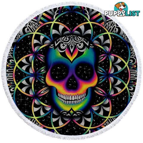 Happy Colorful Skull Beach Towel - Towel - 7427046312196