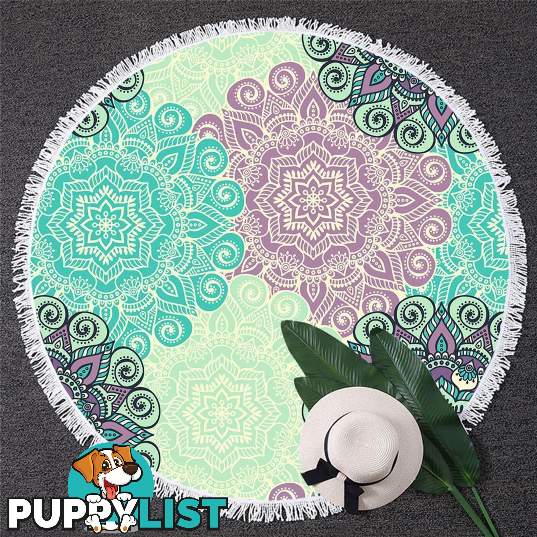 Turquoise and Lilac Mandala Beach Towel - Towel - 7427046333610