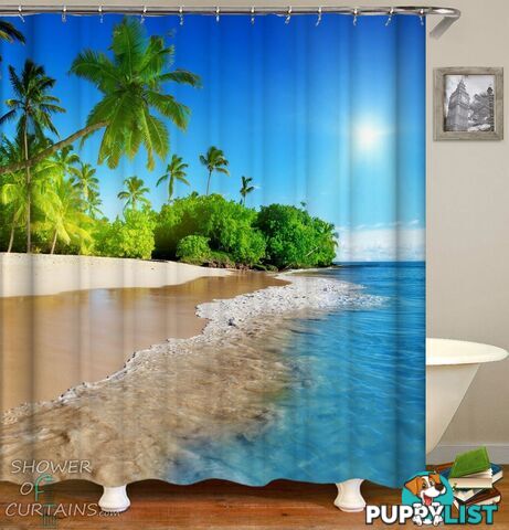 Sunny Tropical Beach Shower Curtain - Curtain - 7427046283397