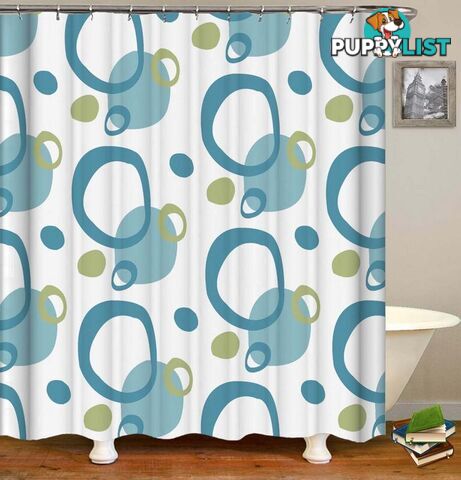 Green And Teal Rings Shower Curtain - Curtain - 7427046135078