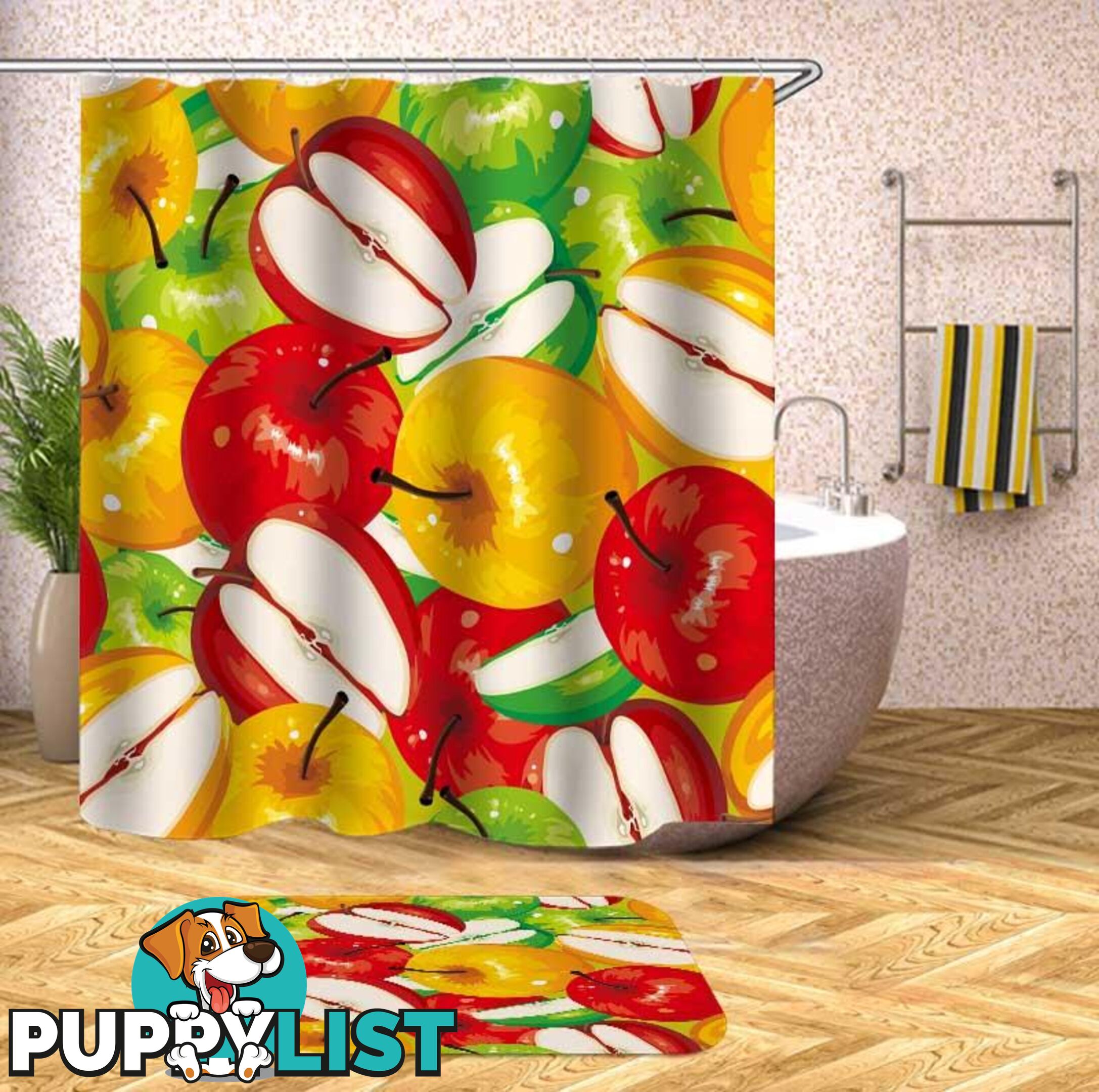 Three Color Apples Shower Curtain - Curtain - 7427046088435