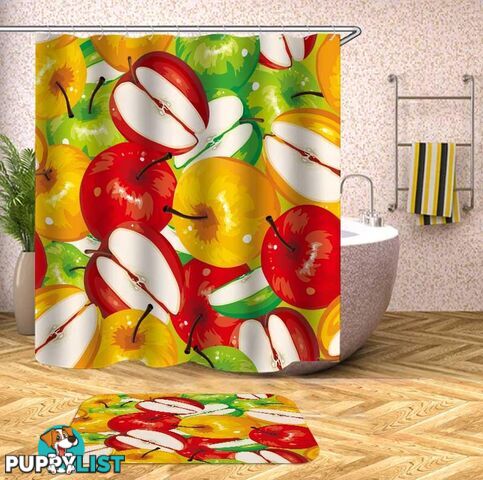 Three Color Apples Shower Curtain - Curtain - 7427046088435