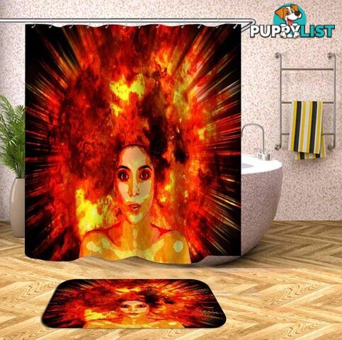 Real Explosion Hair Beautiful Girl Shower Curtain - Curtain - 7427046132299