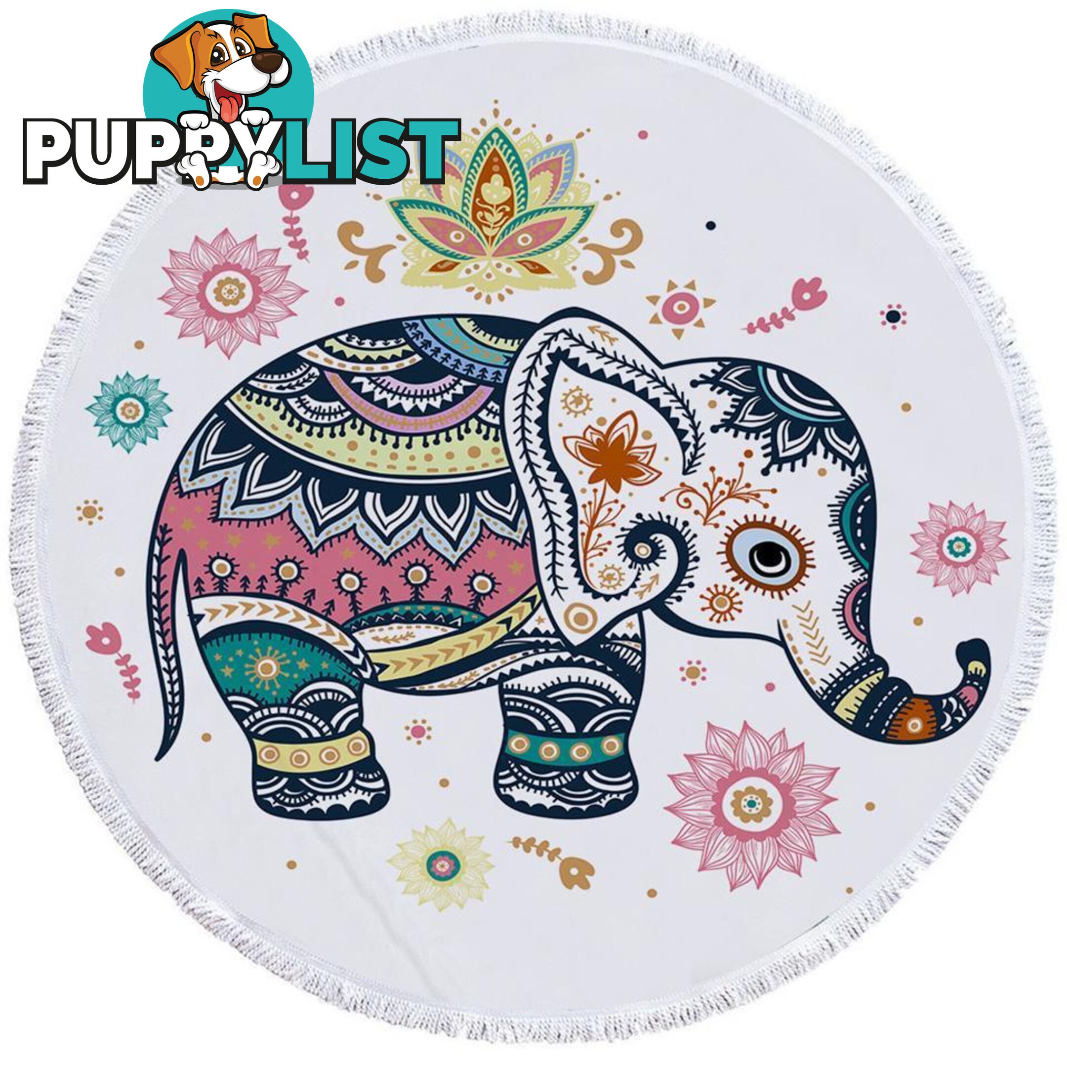 Cute Oriental Elephant Beach Towel - Towel - 7427046311663