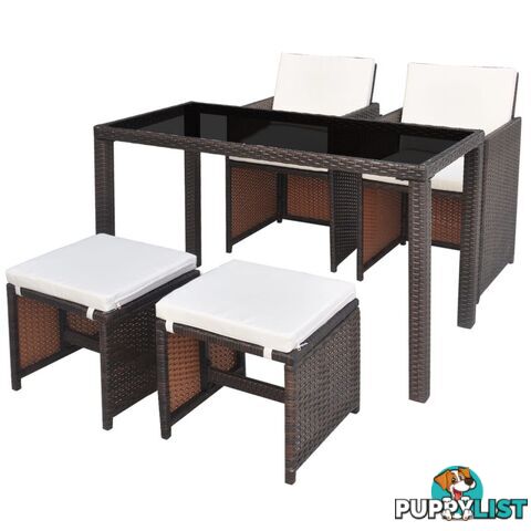 Outdoor Poly Rattan Dining Set (11 Pcs) - Brown - Unbranded - 4326500417817